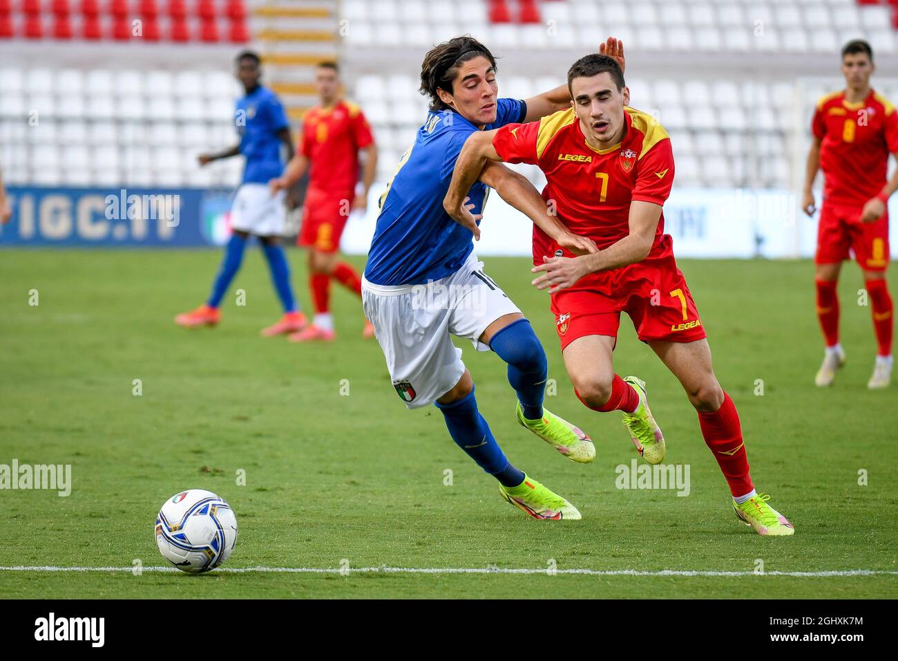 Matteo Cancellieri (Italy) in action against Nikola Janjic (Montenegro