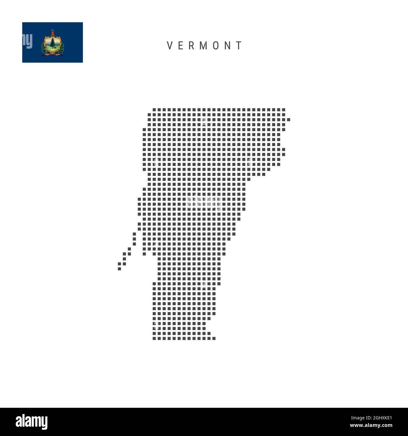 Square dots pattern map of Vermont. Dotted pixel map with flag isolated ...