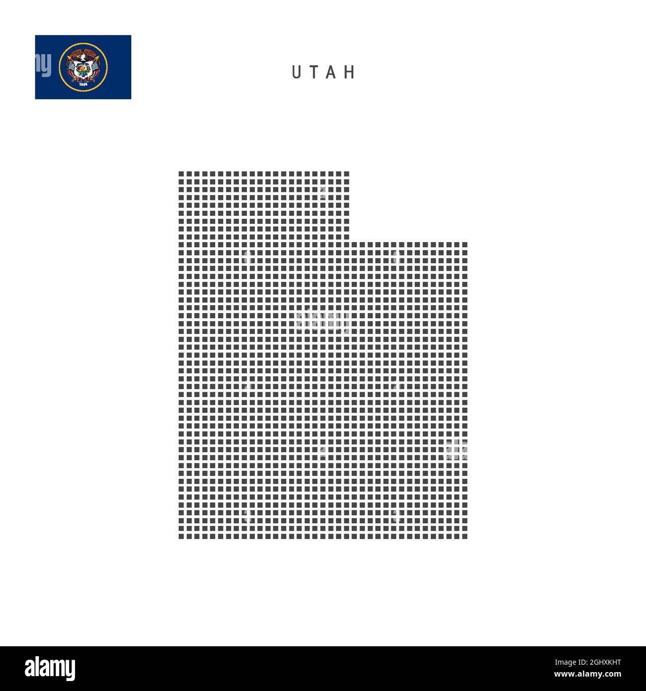Square dots pattern map of Utah. Dotted pixel map with flag isolated on ...