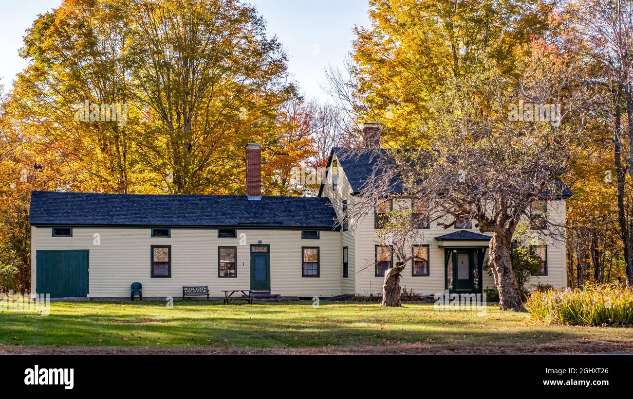 A old colonial home on the town common in Nelson, New Hampshire Stock