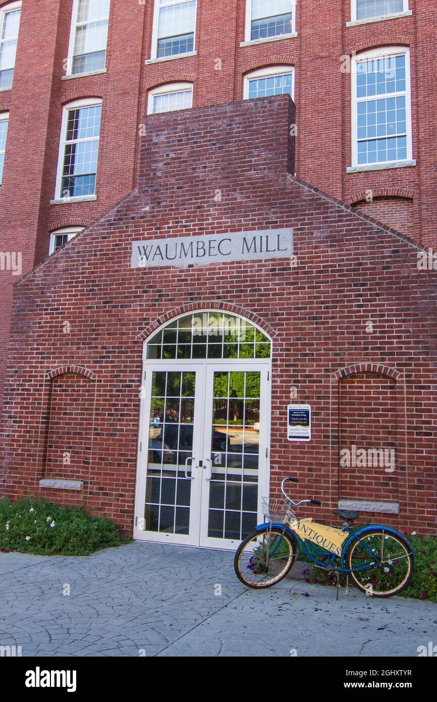 Waumbec Mill - Old mill building in Manchester, New Hampshire Stock Photo