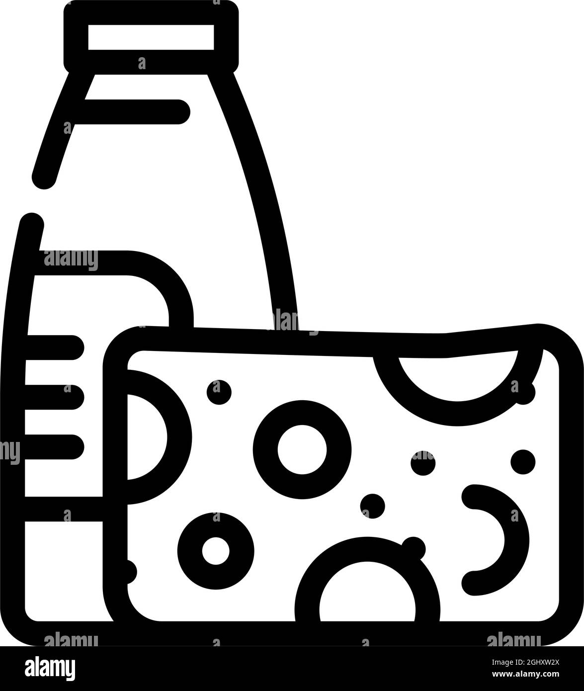 milk and cheese dairy product line icon vector illustration Stock ...