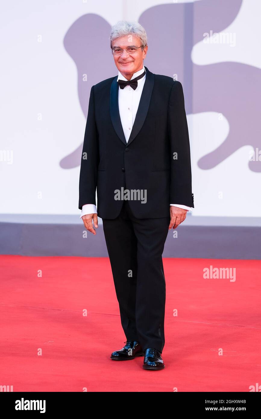 The Palazzo del Cinema, Lido di Venezia, Venice, Italy. 7th Sep, 2021. Mario Martone poses on the red carpet for THE KING OF LAUGHTER ( QUI RIDO IO ) during the 78th Venice International Film Festival. Picture by Credit: Julie Edwards/Alamy Live News Stock Photo