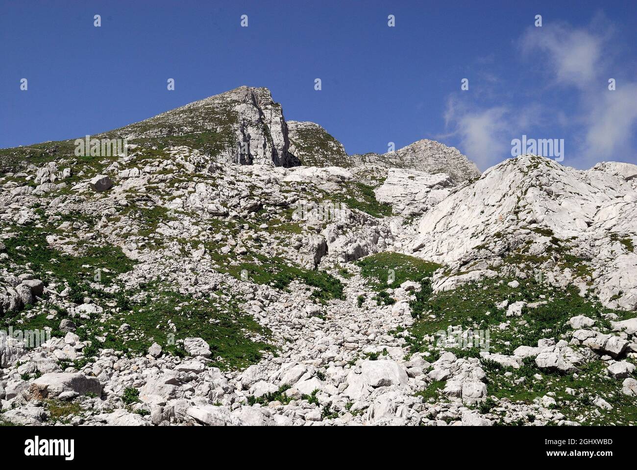 Slovenia, Lepena valley, Triglav National Park. View of mount Krn, north  face of the mountain. .Karst environment Stock Photo - Alamy