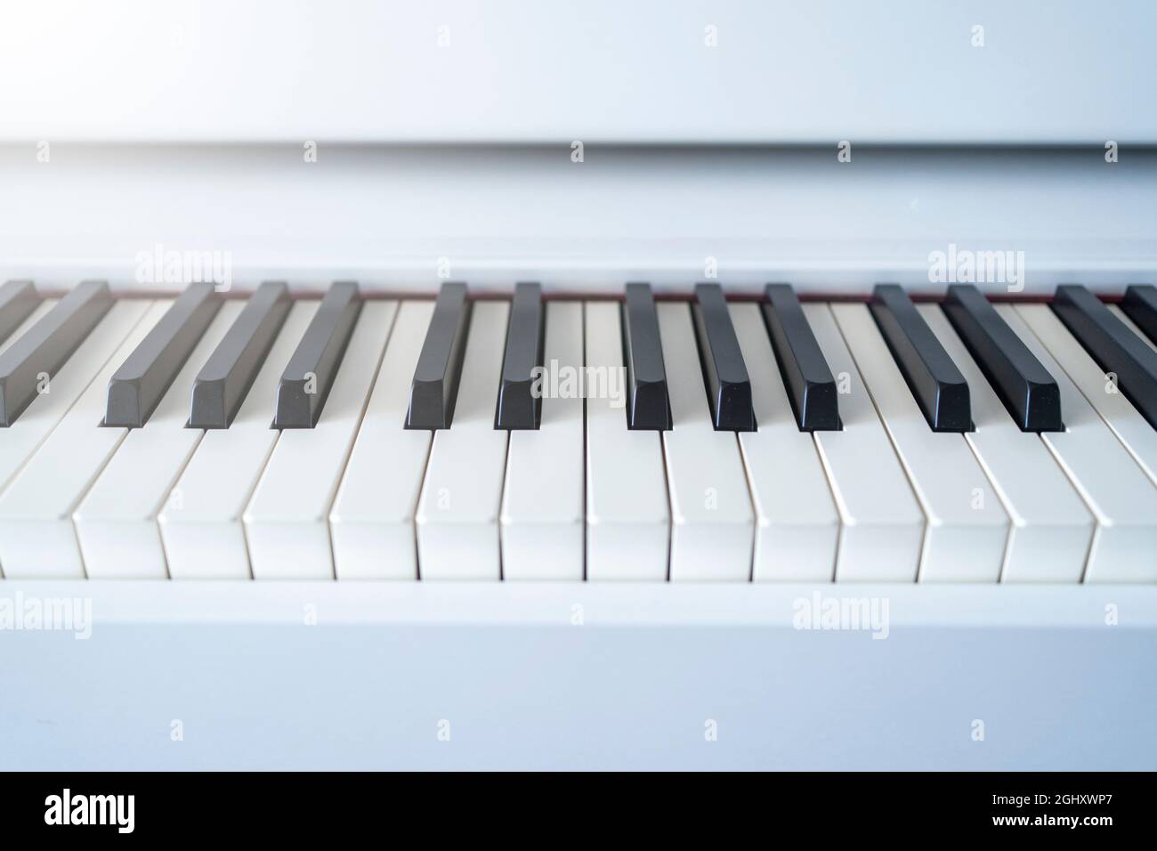 Piano keyboard. Classical music on electronic digital piano. Beautiful