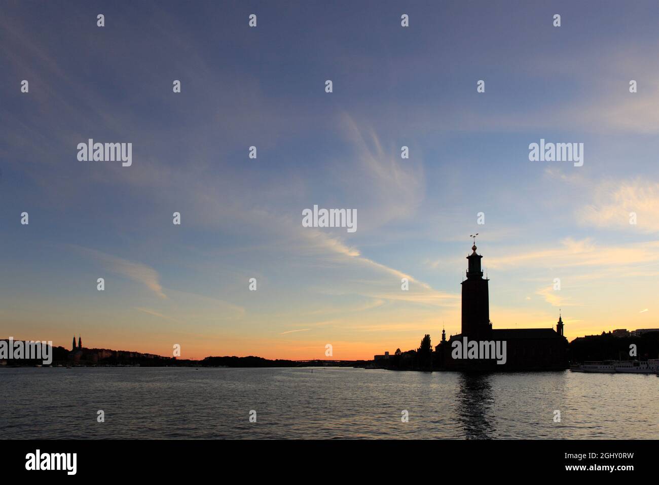 Stockholm City Hall at sunset, Sweden Stock Photo