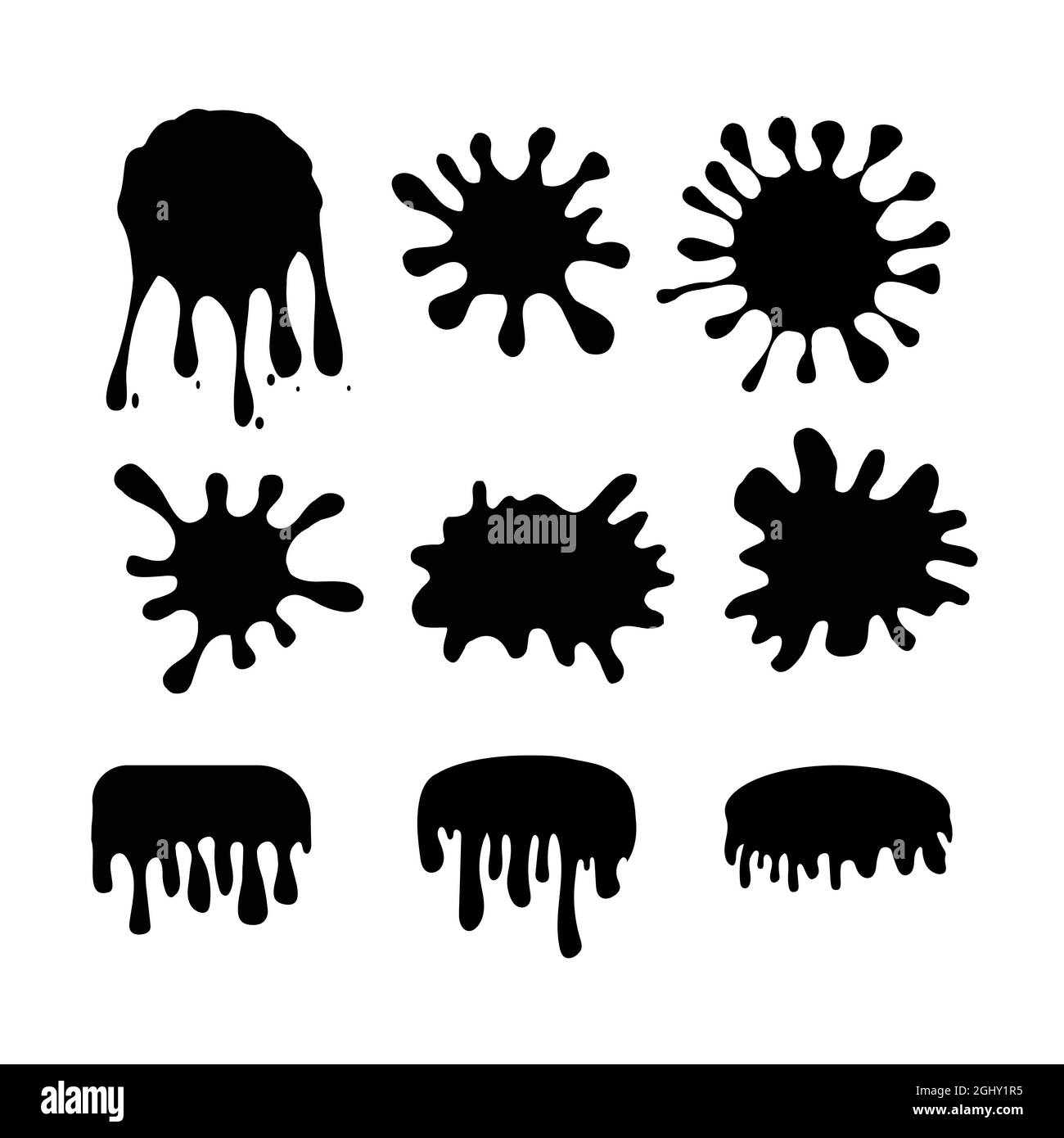 Hand drawn set of ink splatters. Cut isolated vector illustration for your web design. Abstract Spot template collection Stock Vector