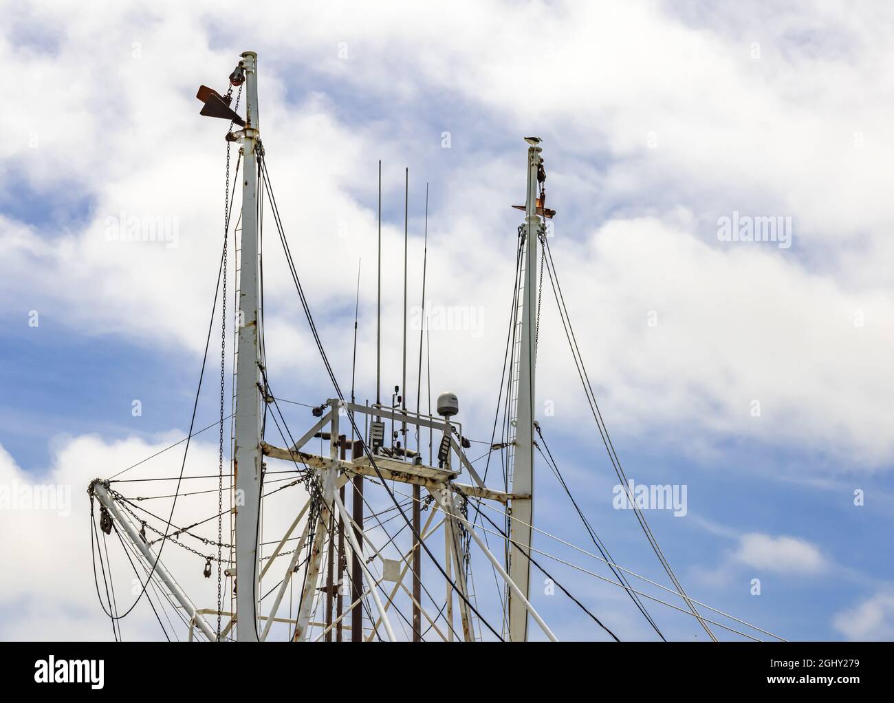 upper most portion of a commercial fishing boat in Greenport, NY Stock Photo Alamy