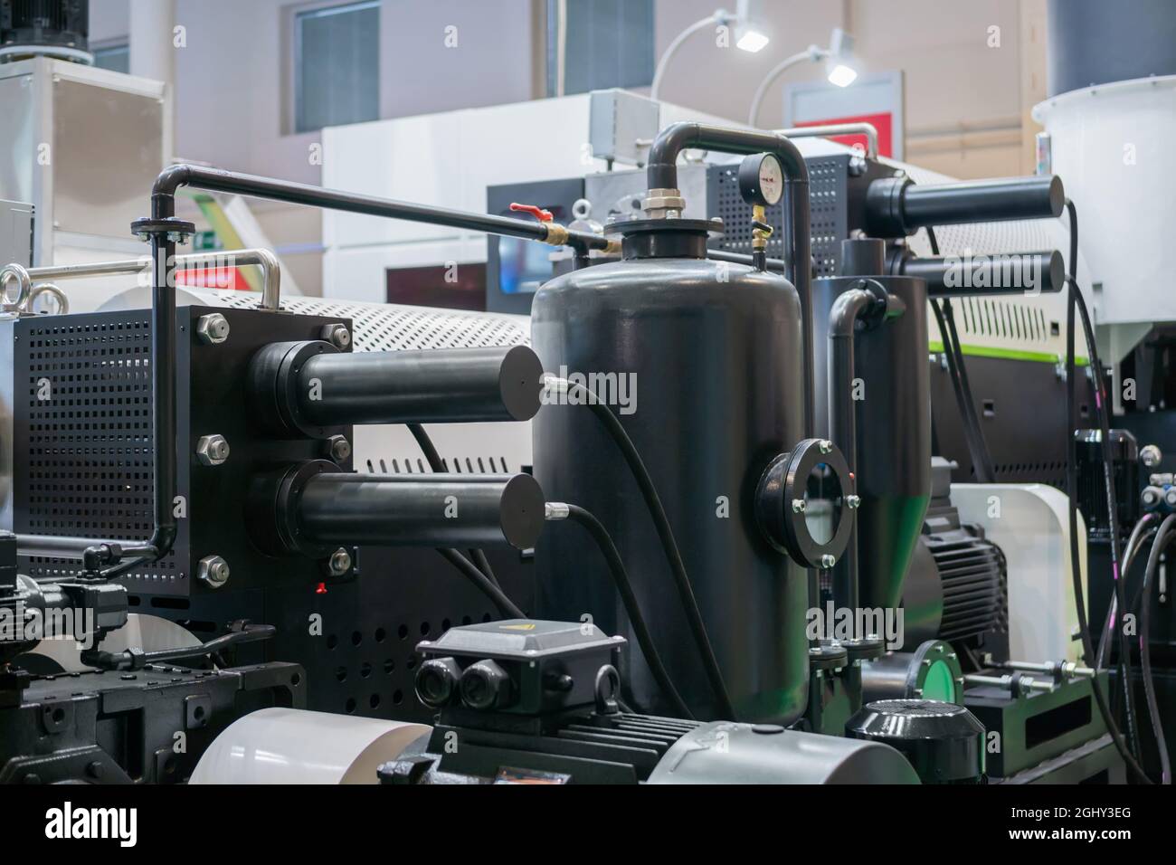 Part of automatic plastic injection molding machine Stock Photo