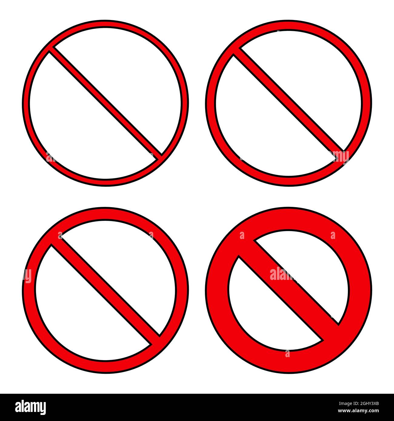 Forbidden symbol. Crossed red circle. No sign simple set. Vector illustration isolated on white. Stock Vector