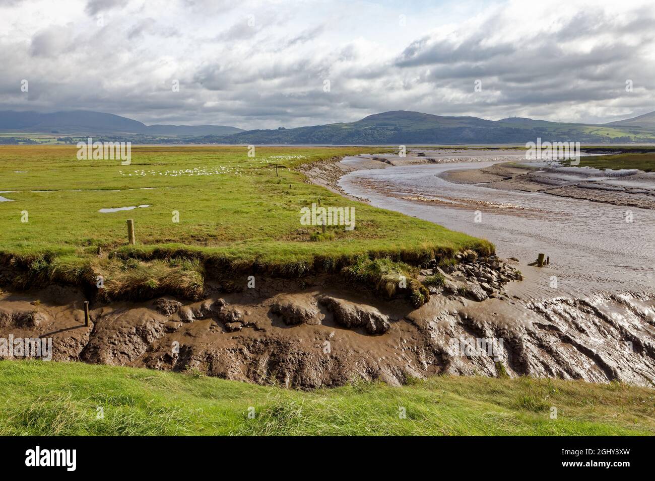 The Bladnoch Tidal Bore viewed from near Wigtown Harbour in Wigtown Bay Local Nature Reserve Stock Photo