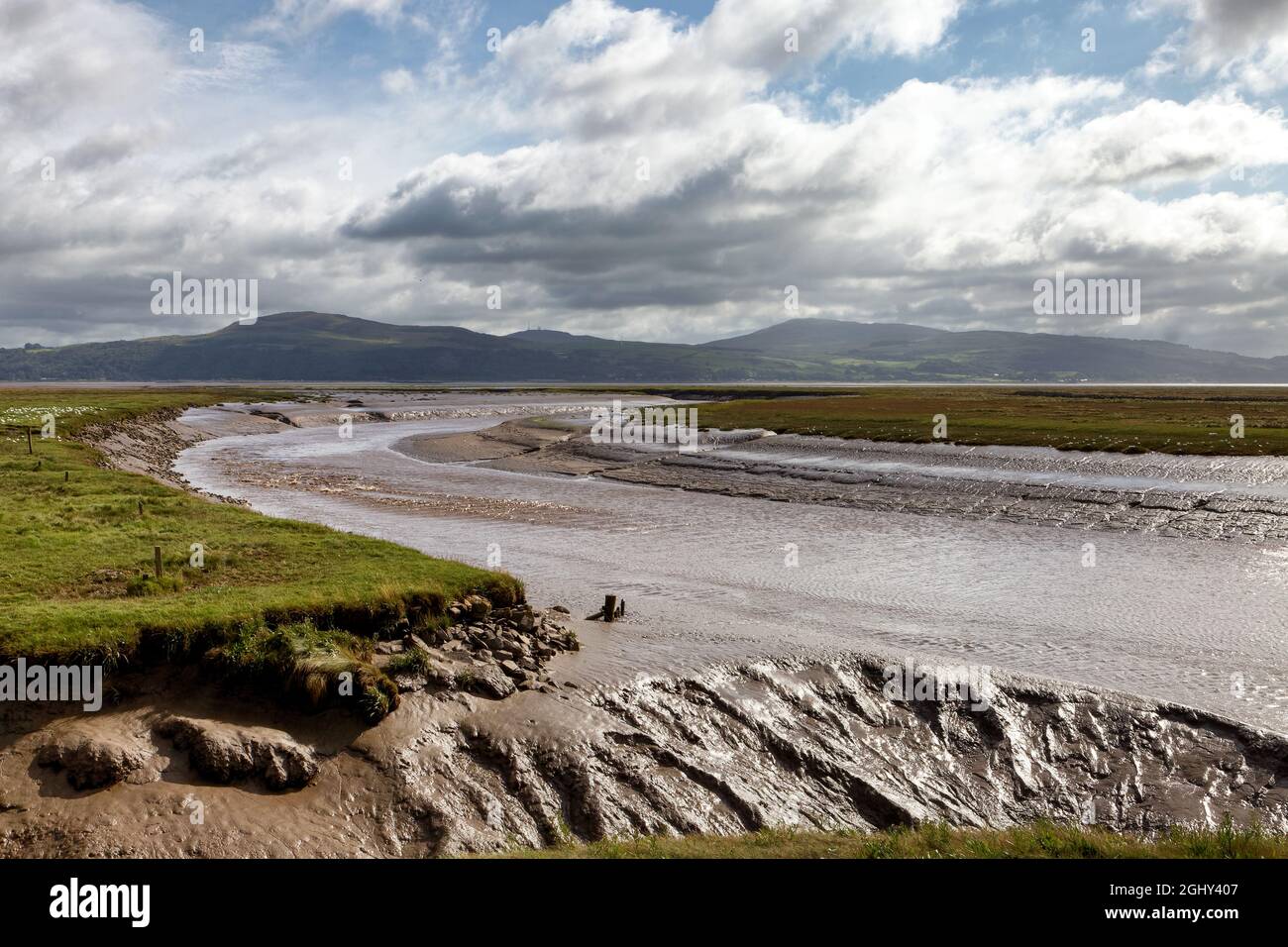 The Bladnoch Tidal Bore viewed from near Wigtown Harbour in Wigtown Bay Local Nature Reserve Stock Photo