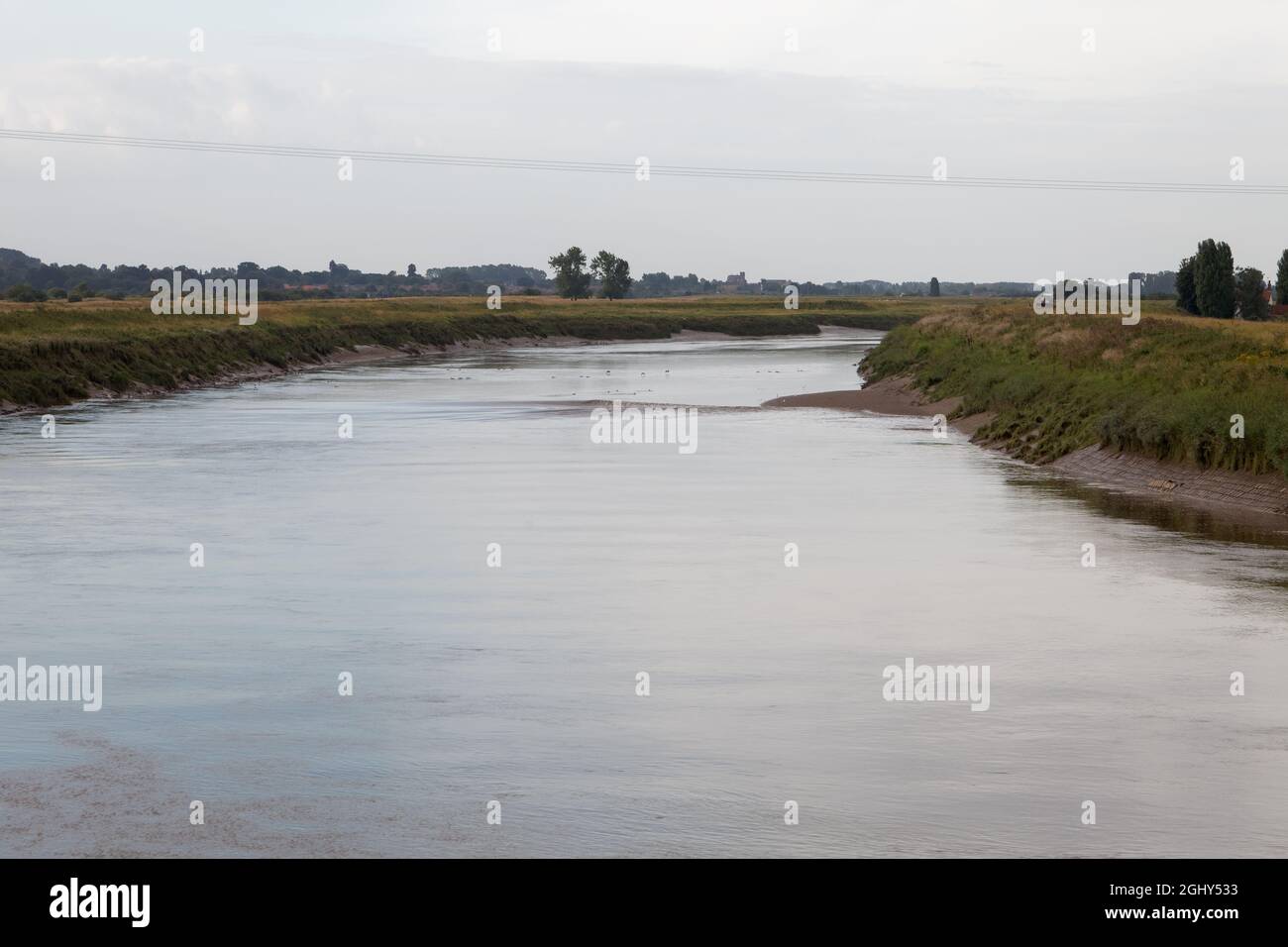 The Wiggenhall Wave - a tidal bore or eagre - at Stowbridge on the Great Ouse Stock Photo