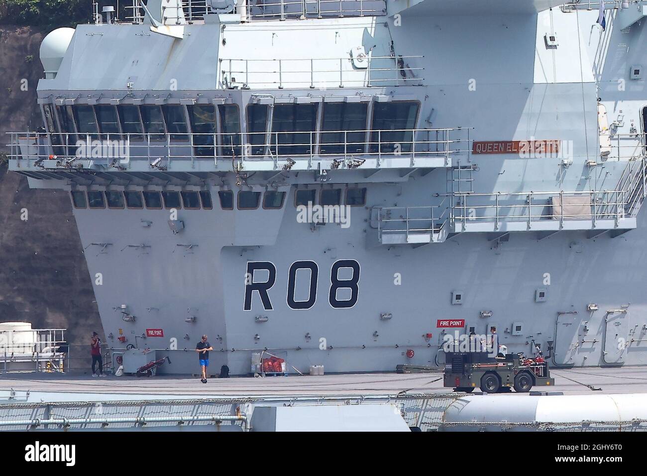 Kanagawa, Japan. 07th Sep, 2021. The first of the Royal Navy's Queen Elizabeth (RFA Tidespring: A136) class aircraft carriers, she made a port call at the U.S. Navy's Yokosuka Station in Japan from September 4, 2021 to September 8, 2021. on September 7, 2021 in Tokyo, Japan. (Photo by Kazuki Oishi/Sipa USA) Credit: Sipa USA/Alamy Live News Stock Photo