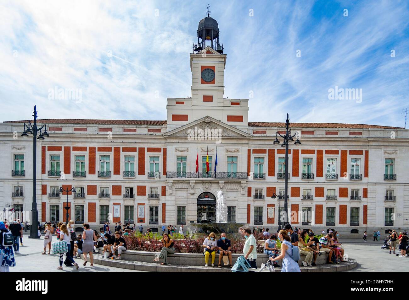 Puerta del Sol in Madrid. Central square of the Community of Madrid where  there are assemblies and the bells are held at the end of the year, in  Spain Stock Photo -