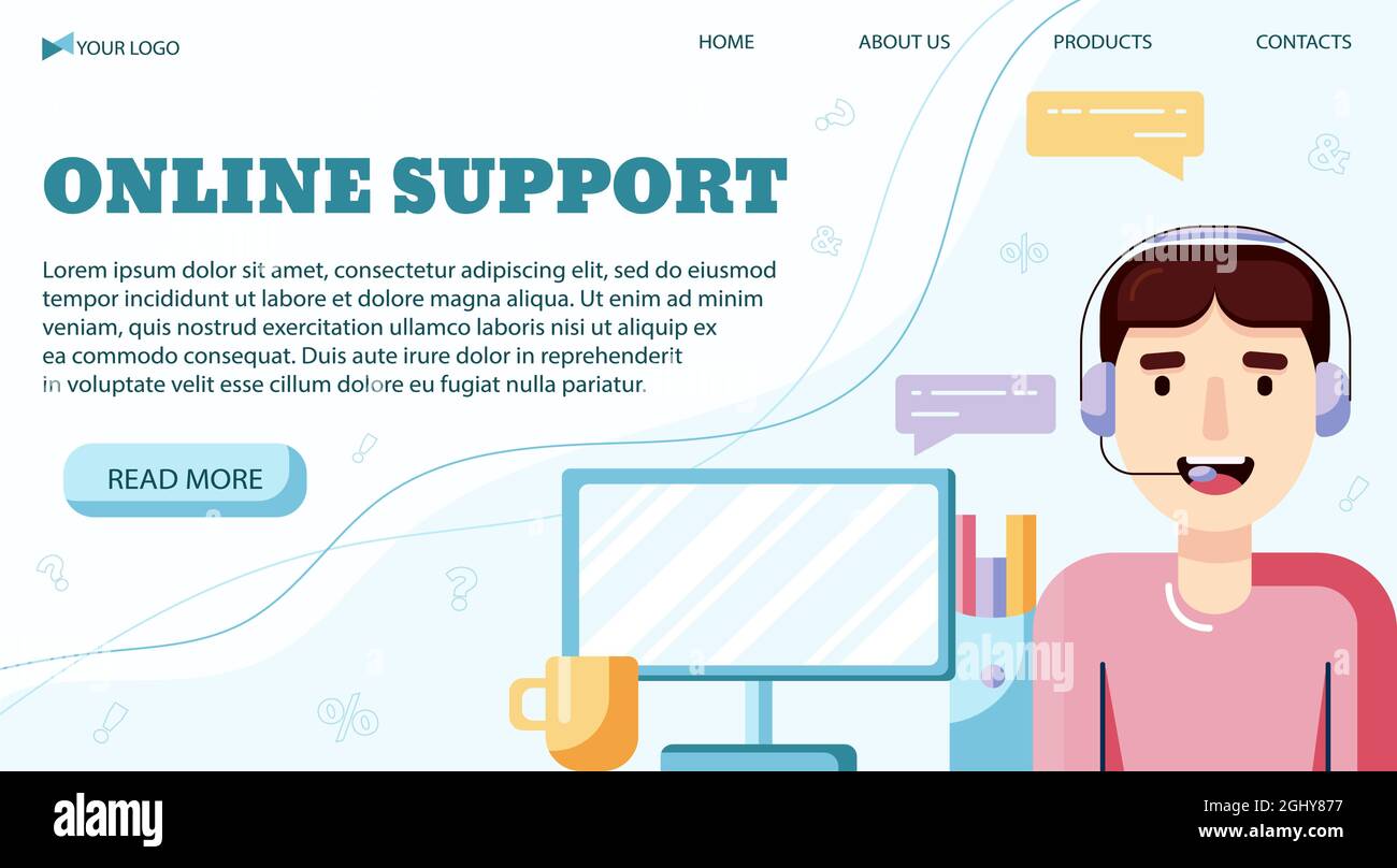 Concept of online assistant, call center or online support banner ...