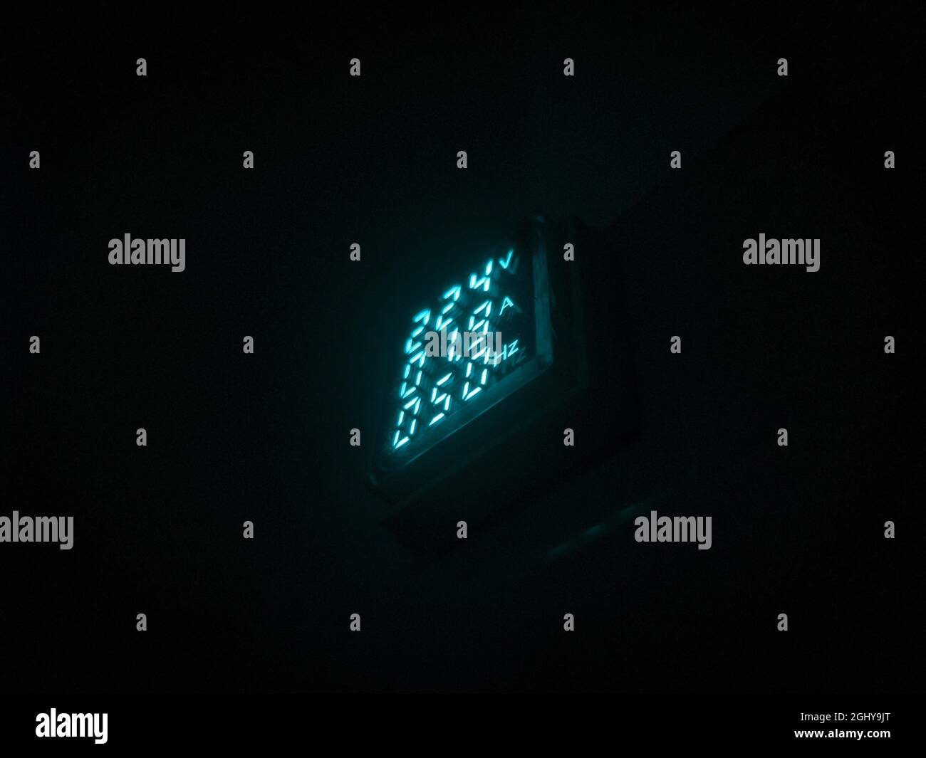 Blue Digital Screen in Dark Theme Stock Photo