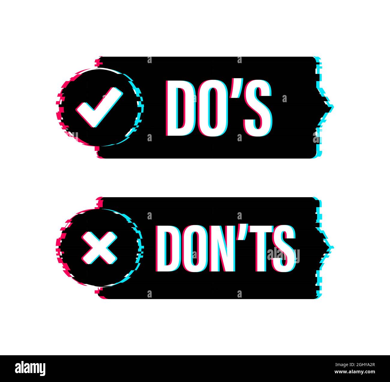 Do s And Don ts Like Thumbs Up Or Down Glitch Icon Vector Stock
