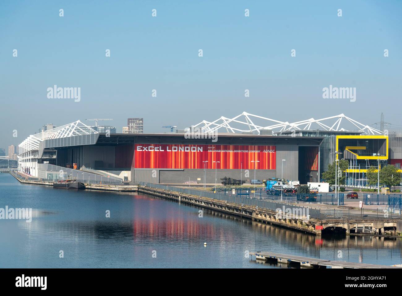 London, UK. 07th Sep, 2021. View of the ExCeL London where the DSEI (Defence and Security Equipment International) will be held from the 14-17th September. (Photo by Dave Rushen/SOPA Images/Sipa USA) Credit: Sipa USA/Alamy Live News Stock Photo