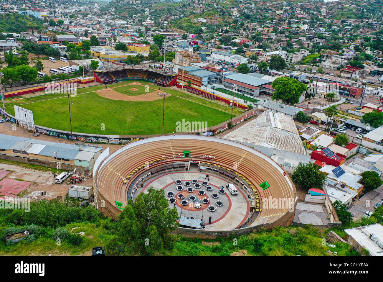 Vista Aerea de Estadio Sonora. Estadio de beisbol. (Photo: Luis Gutierrez  /NortePhoto) Aerial view of Sonora Stadium. Beisball Stadium. (Photo: Luis  Gutierrez / NortePhoto Stock Photo - Alamy