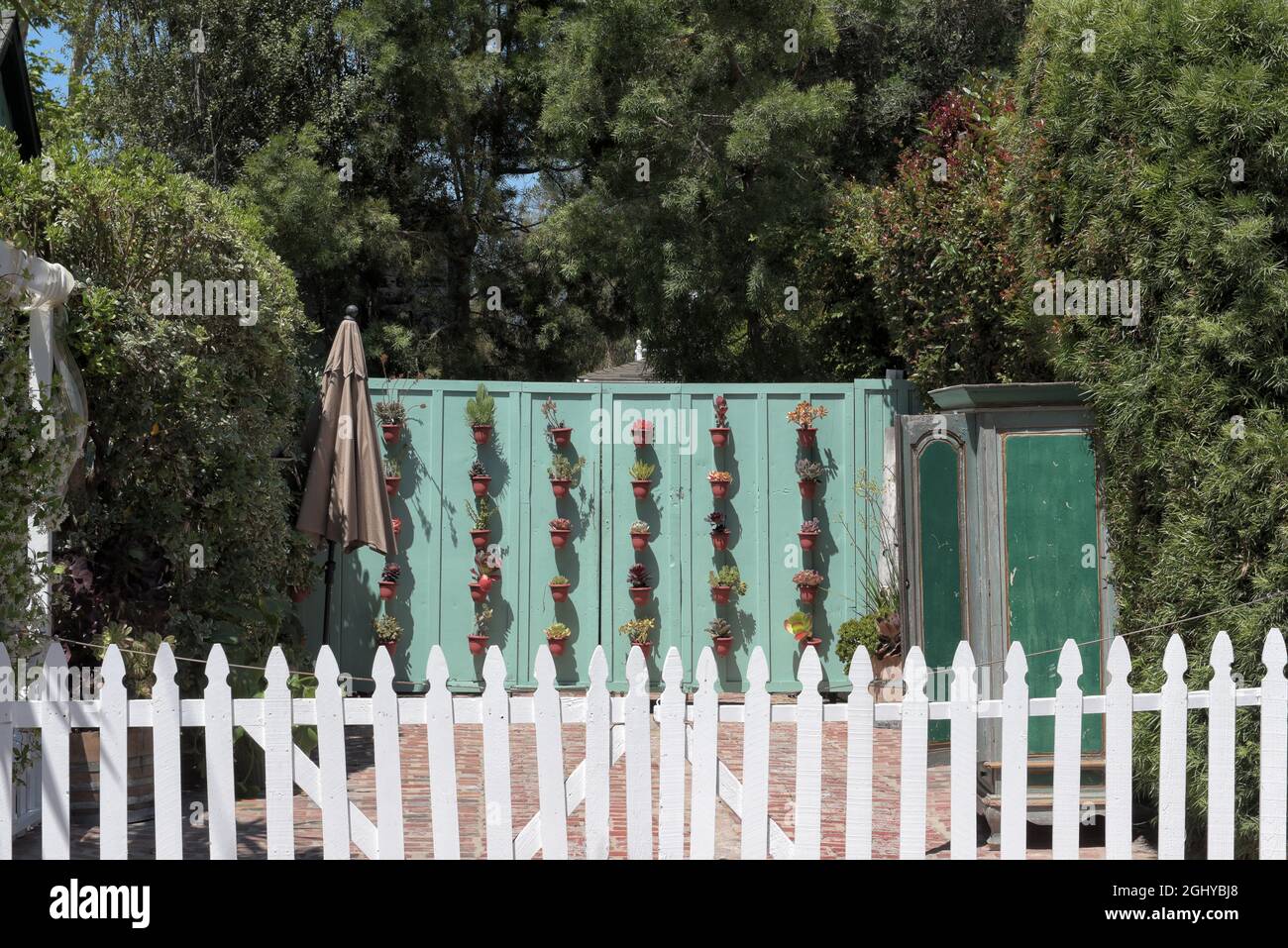 SAN JUAN CAPISTRANO, CALIFORNIA 27 MAY 2021 A white picket fence
