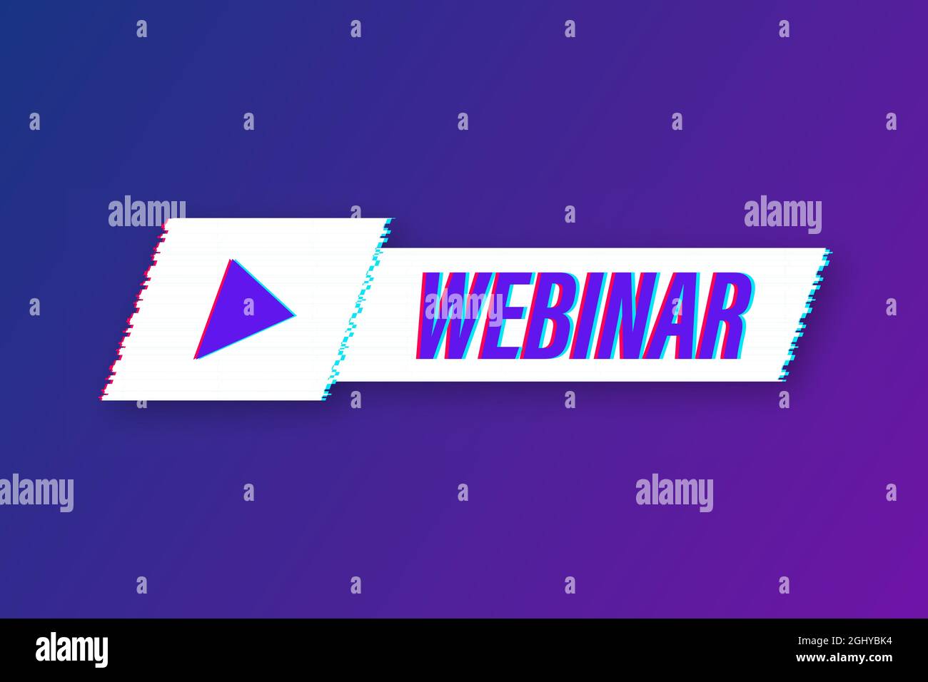 Webinar Icon, flat design style with play button. Glitch icon. Vector ...