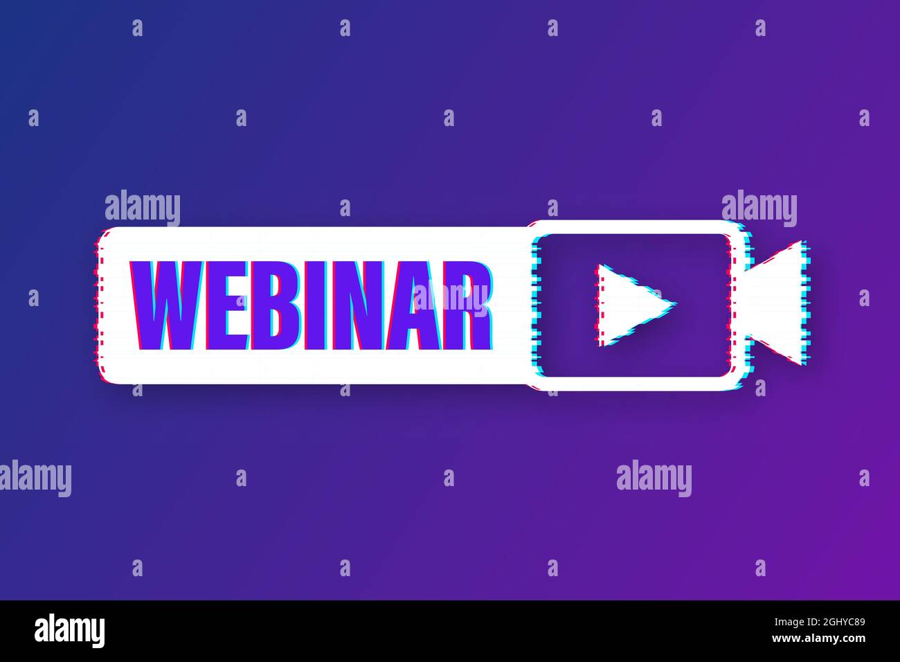 Webinar Icon, flat design style with play button. Glitch icon. Vector ...