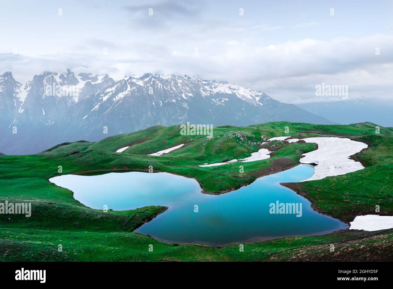 Koruldi lake Caucasus mountains on summer time. Georgia, Upper Svaneti. Landscape photography Stock Photo