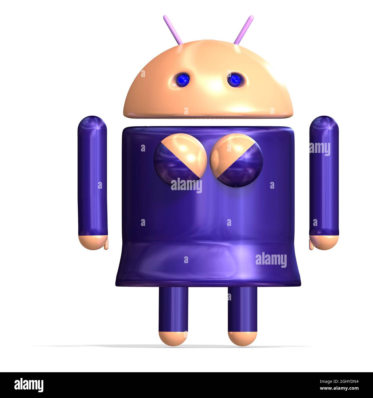 3D-illustration of a cute and funny cartoon female android. isolated