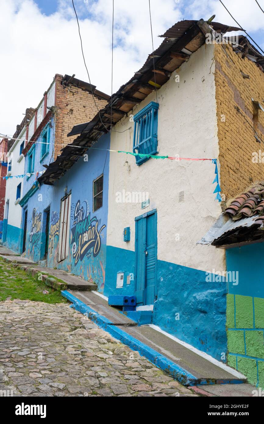 Bogota, Colombia, September 4, 2021, the Egipto district. Typical neighborhood architecture. Stock Photo
