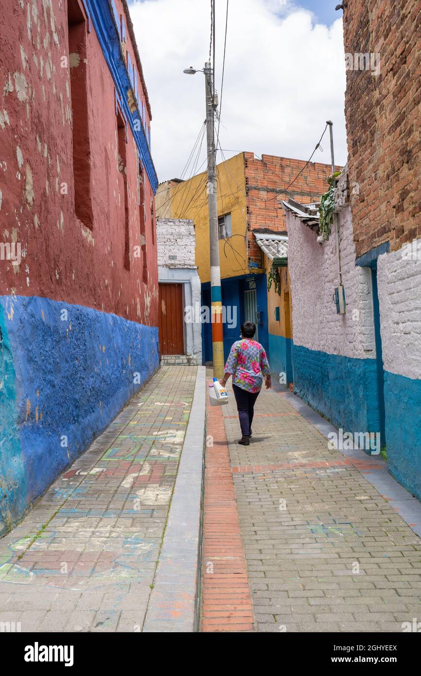 Bogota, Colombia, September 4, 2021, the Egipto district. Typical neighborhood architecture. Stock Photo
