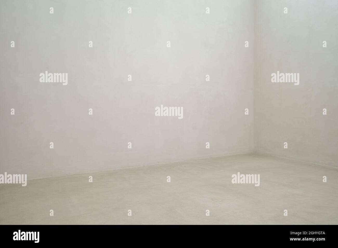 Empty interior white polished concrete room. Vacant inner space at ...