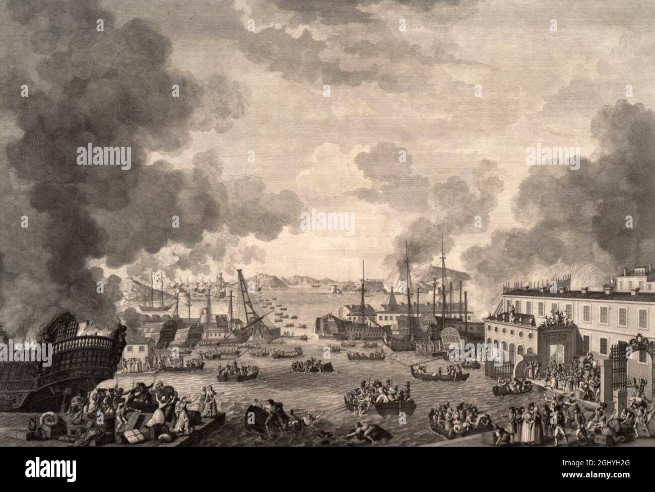 The evacuation of Toulon after Siege of Toulon in 1793, which was