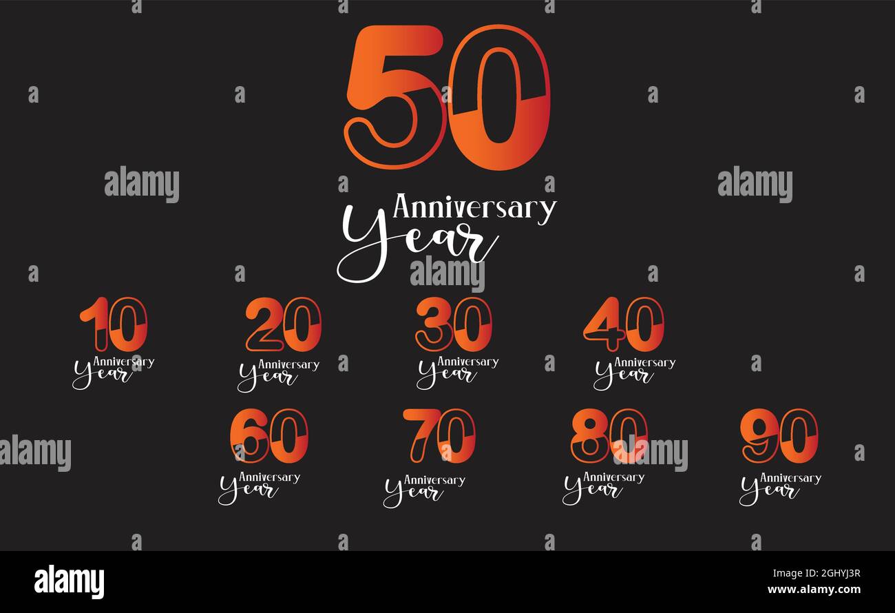 Set Year Anniversary Logo Vector Template Design Illustration Stock Vector
