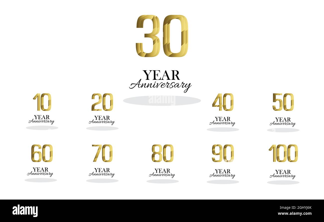 Set Year Anniversary Logo Vector Template Design Illustration Stock Vector
