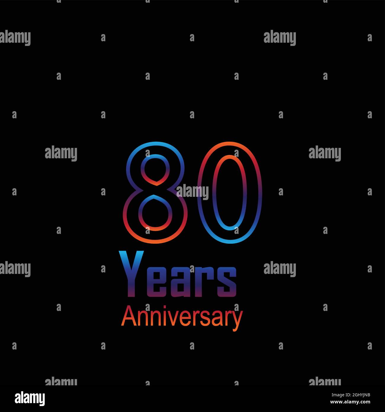 80 Year Anniversary Logo Vector Template Design Illustration Stock Vector