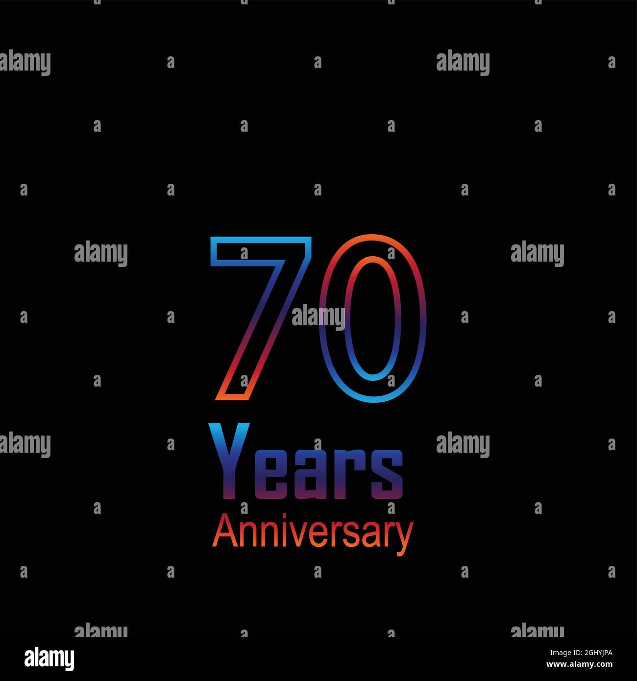 70 Year Anniversary Logo Vector Template Design Illustration Stock Vector
