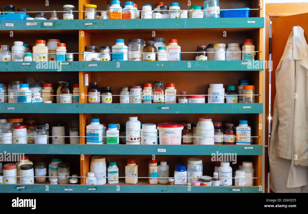 School science chemical storage Stock Photo Alamy