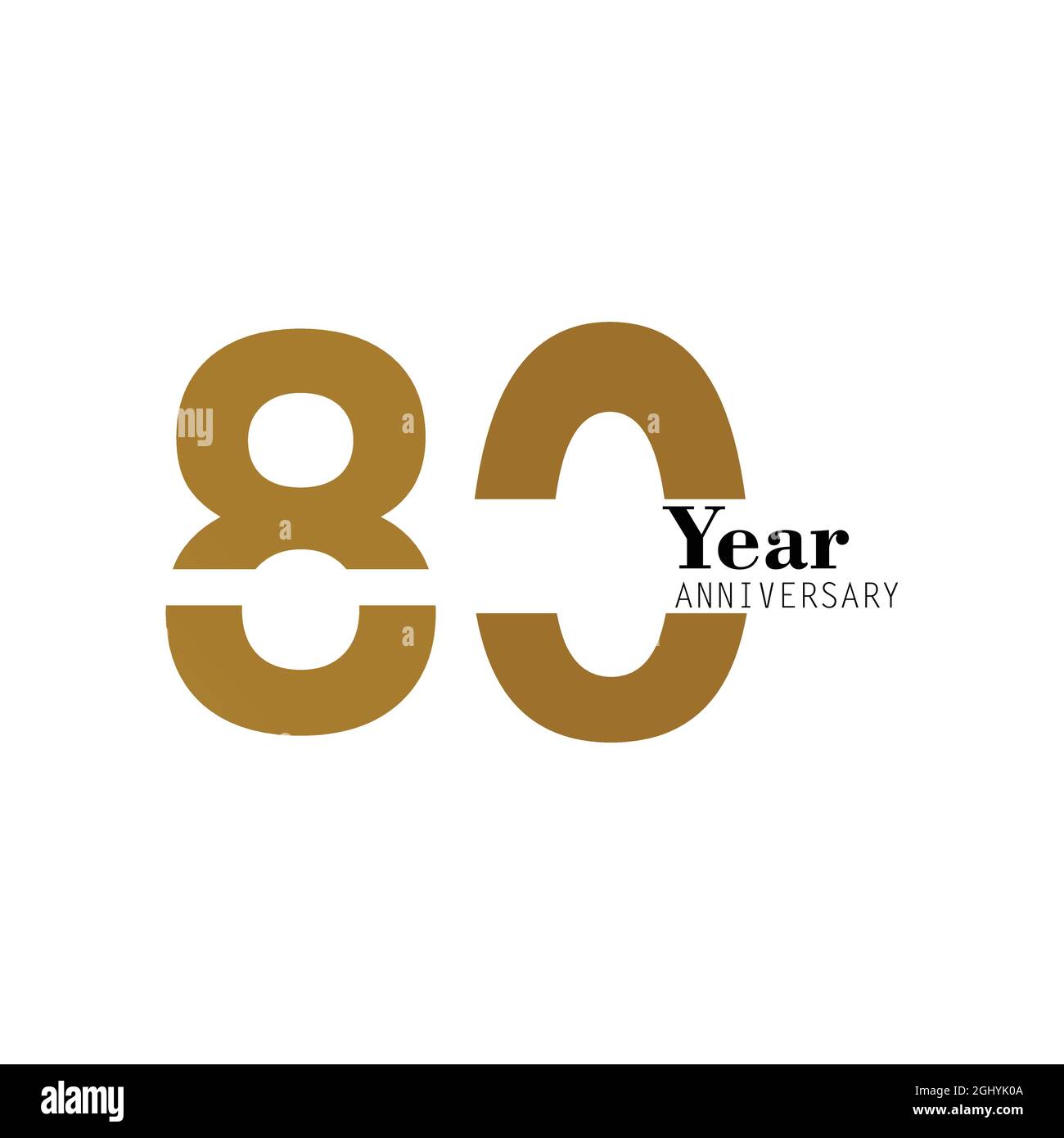 80 Year Anniversary Logo Vector Template Design Illustration Gold And