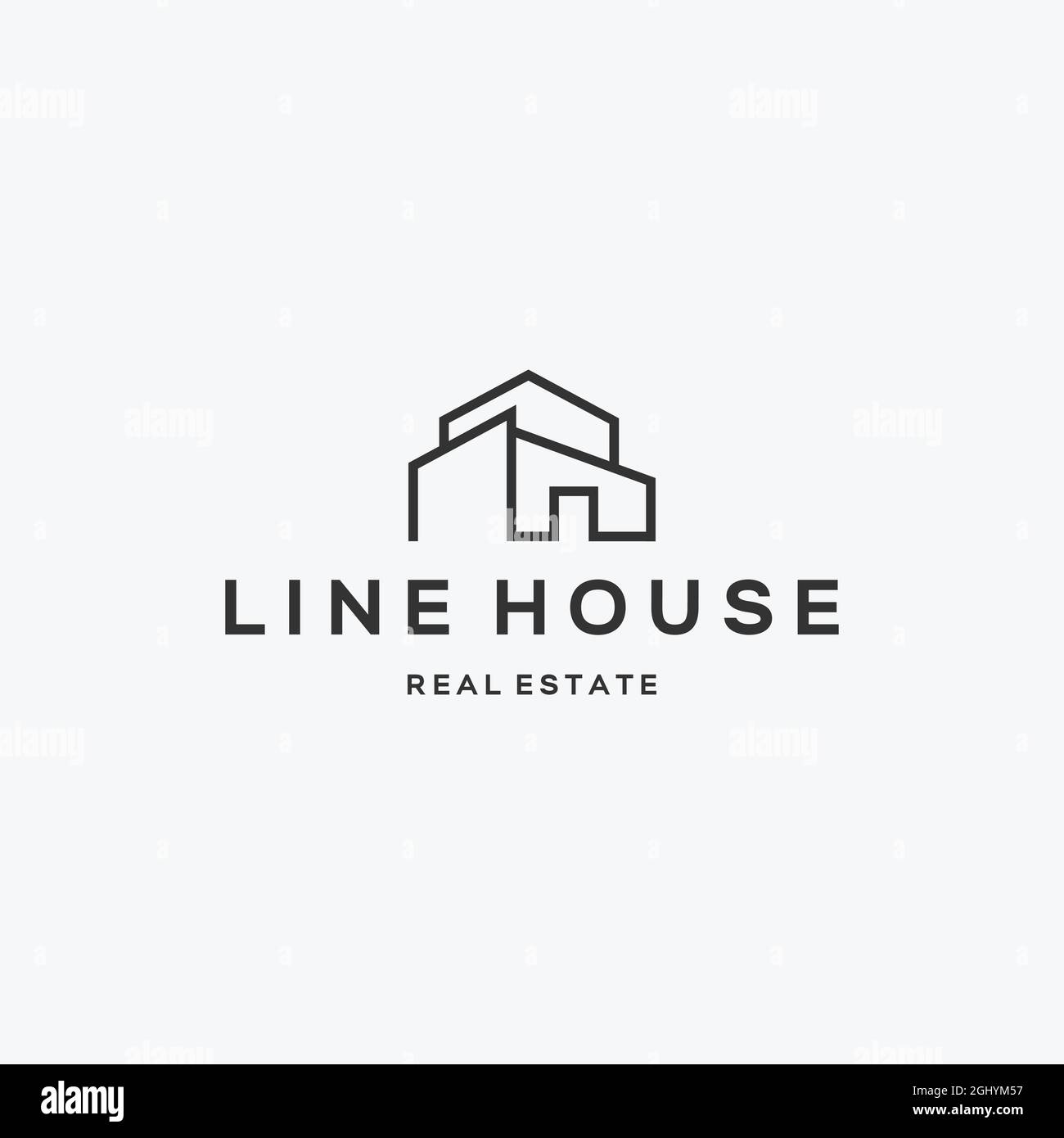 flat LINE HOUSE real estate building logo design Stock Vector Image ...