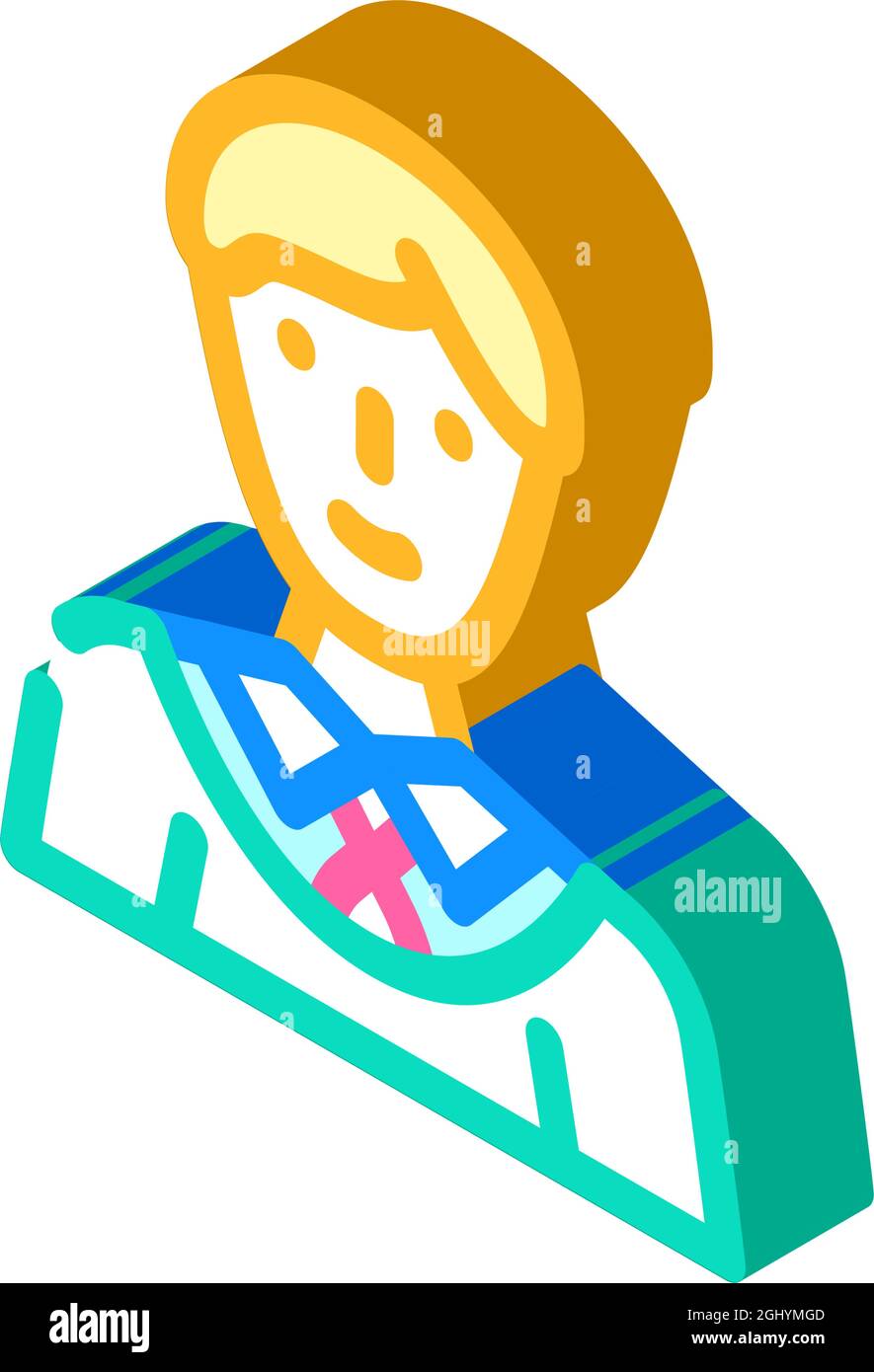 diligent family man isometric icon vector illustration Stock Vector
