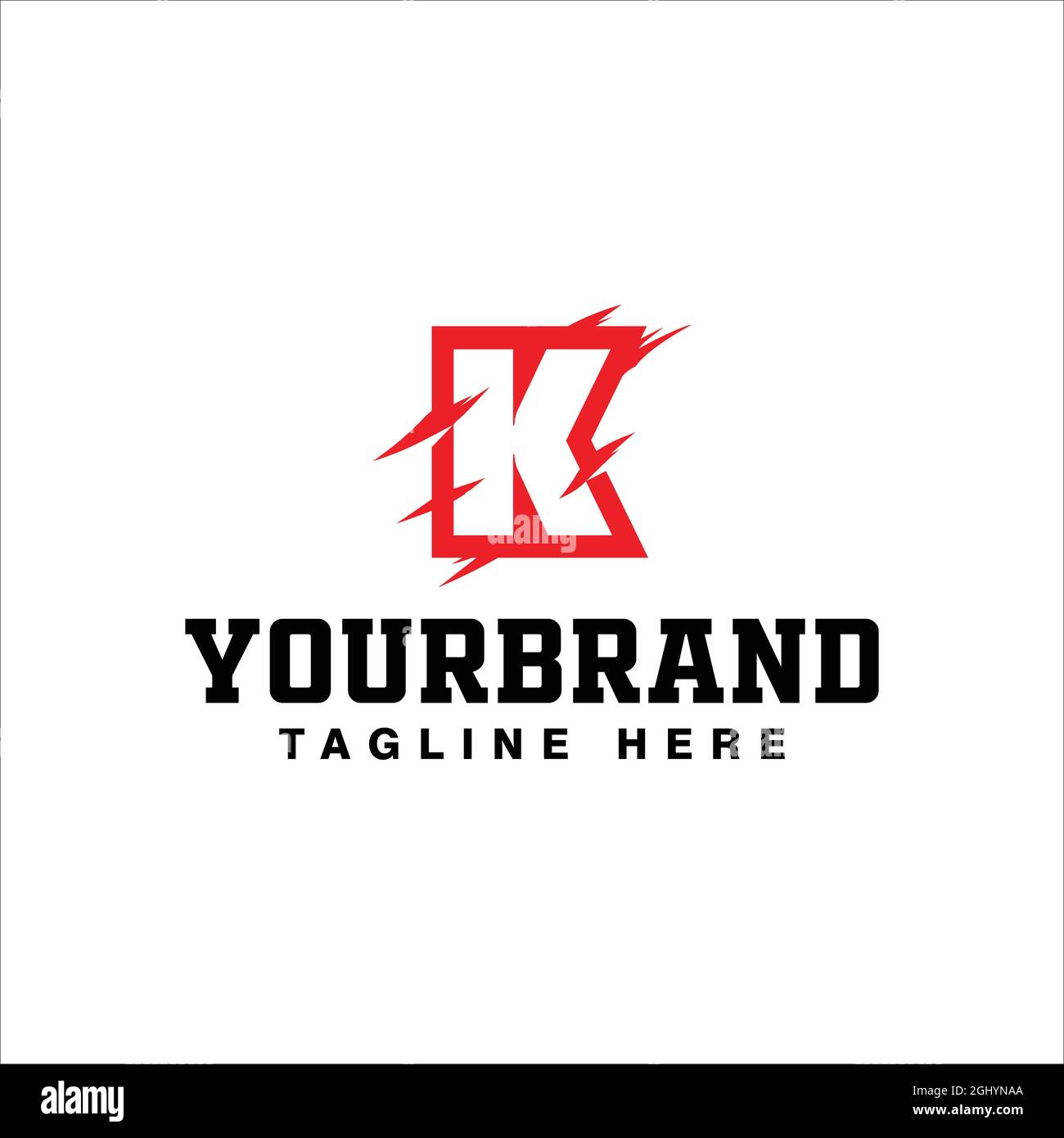 Letter K Logo Design With Red Claw Scratch Vector Illustration Stock Vector