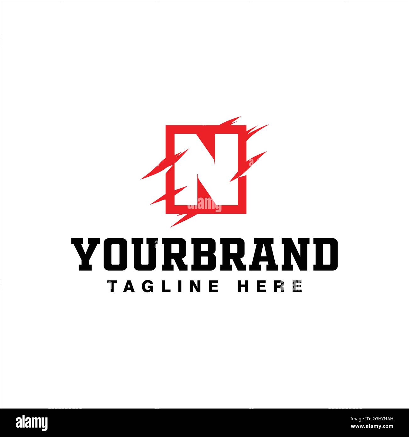 Simple abstract red etched logotype N design concept with vector illustration. Stock Vector