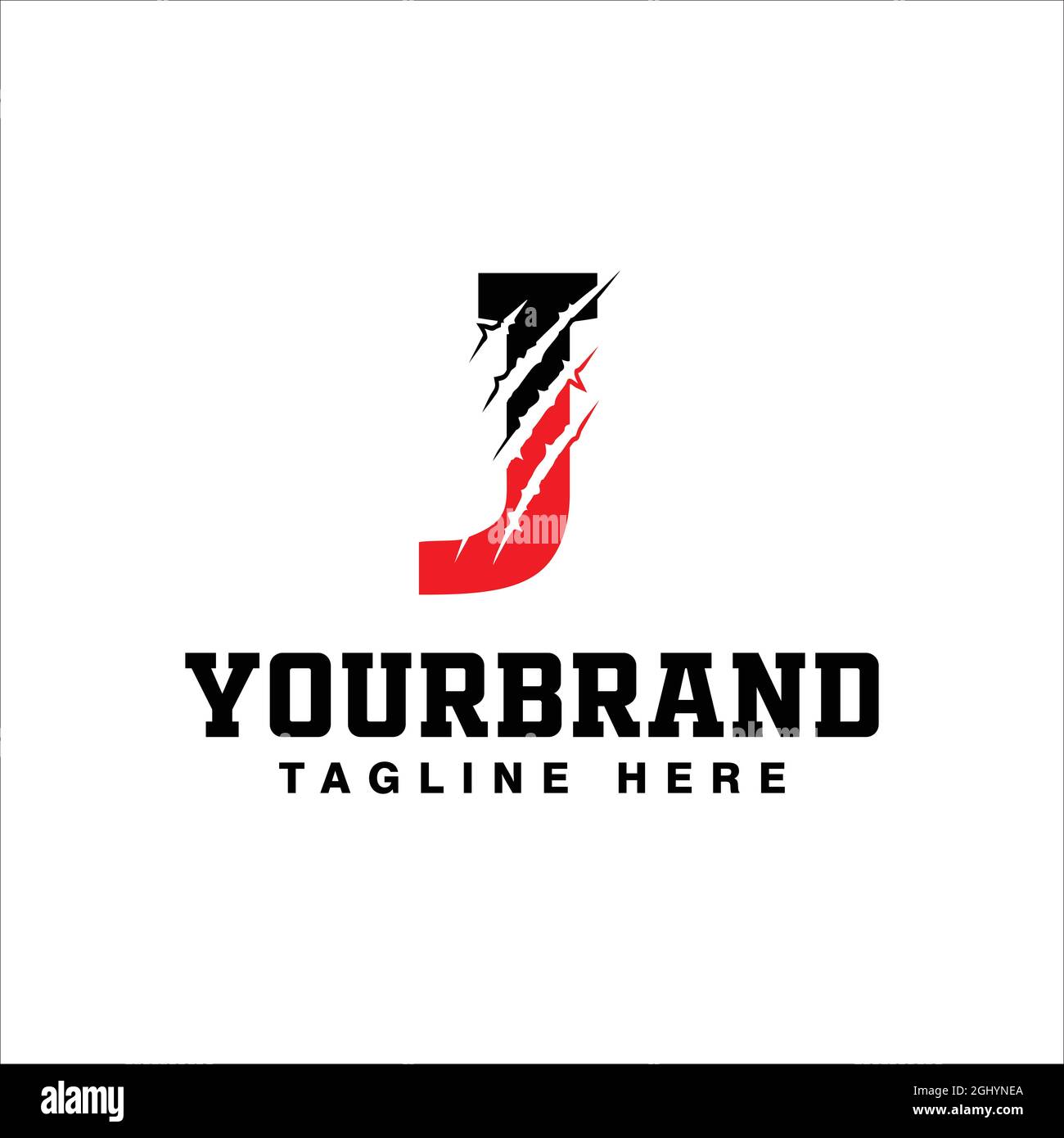 Claw Marks On Letter J Logo Design with vector illustration Stock Vector