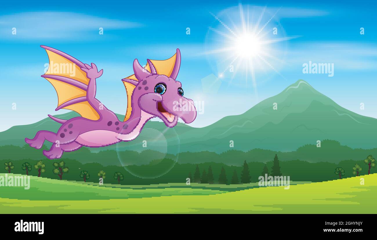 Pterodactyl flying under the sun Stock Vector