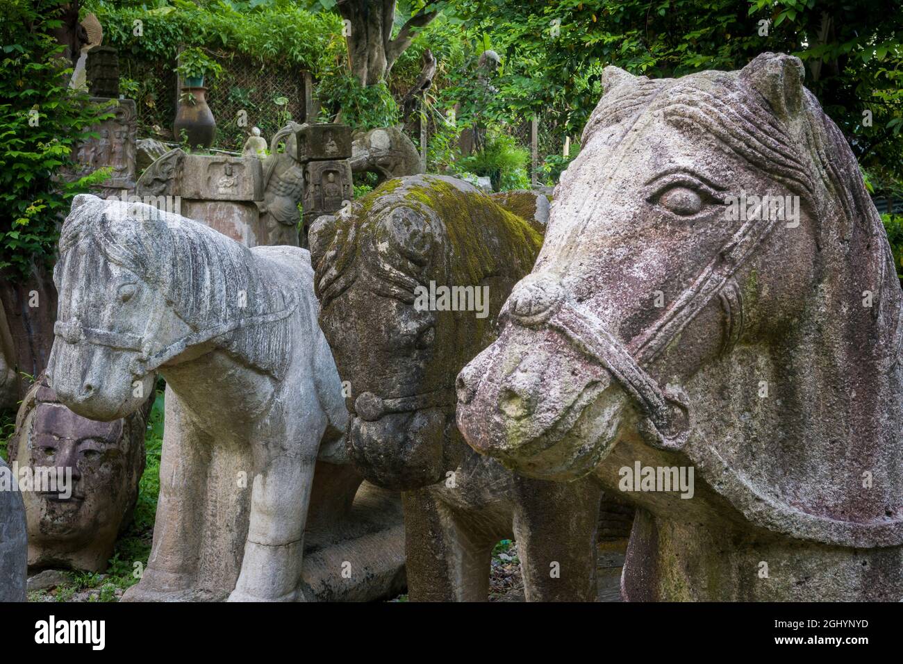 Part of the eclectic collection of Asian sculptures in the grounds of the privately-owned self-styled 'Hong Kong Museum of Stone Sculptures' in Tai Po Stock Photo