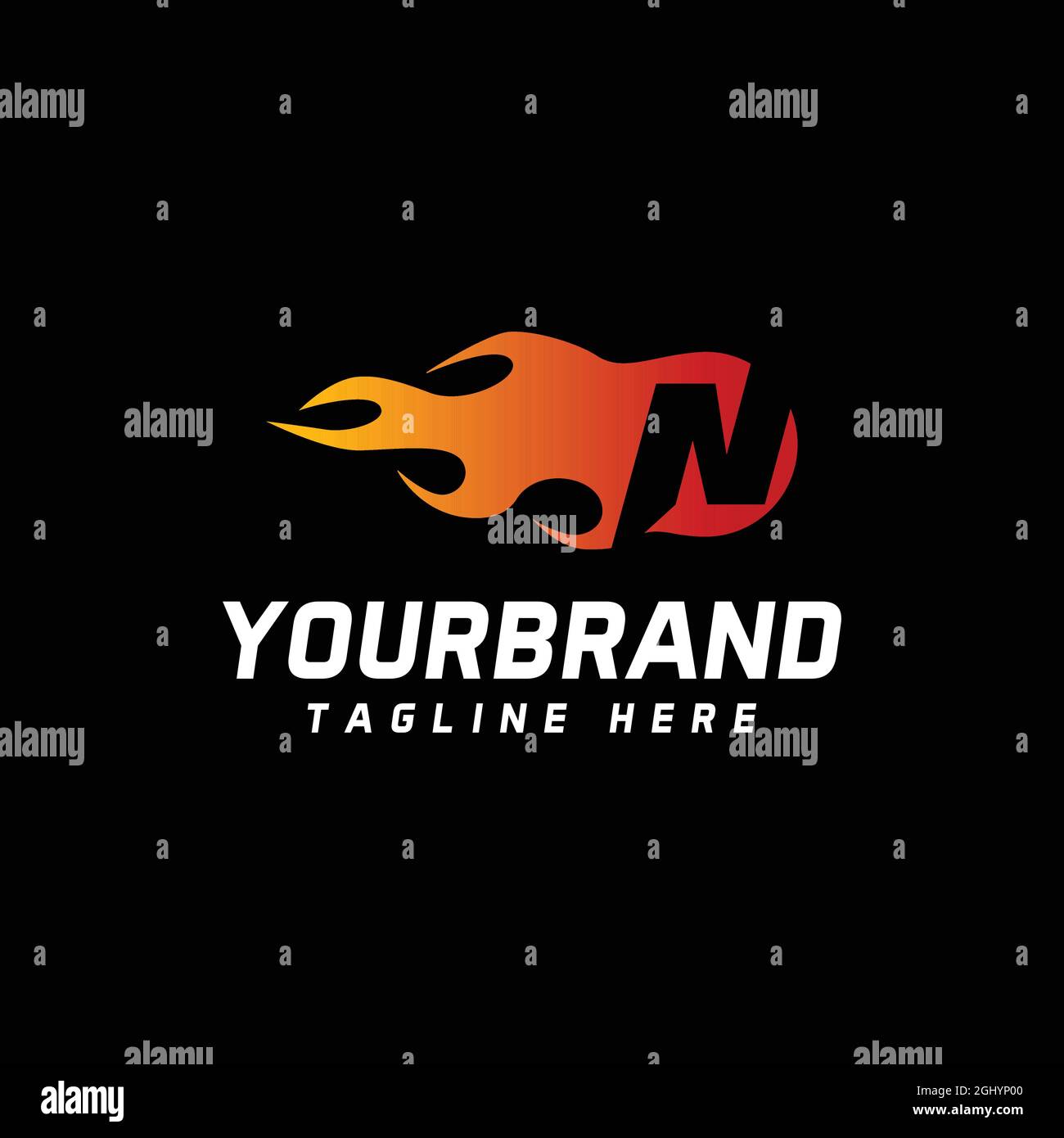 N Letter Flame Logo Design. Fire Logo Lettering Concept Vector. Stock Vector