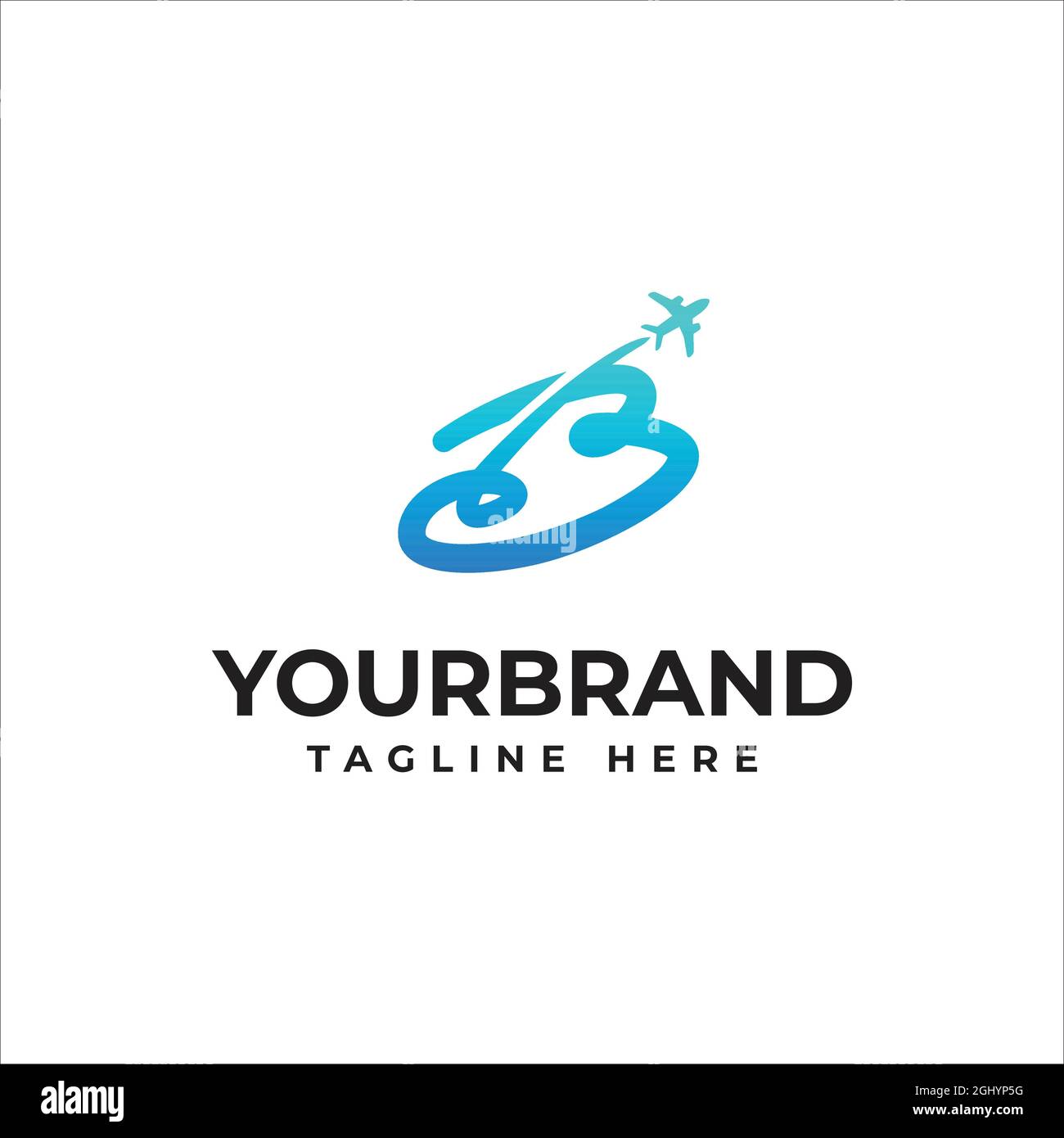 Airplane logo design with capital letter B, vector illustration Stock Vector