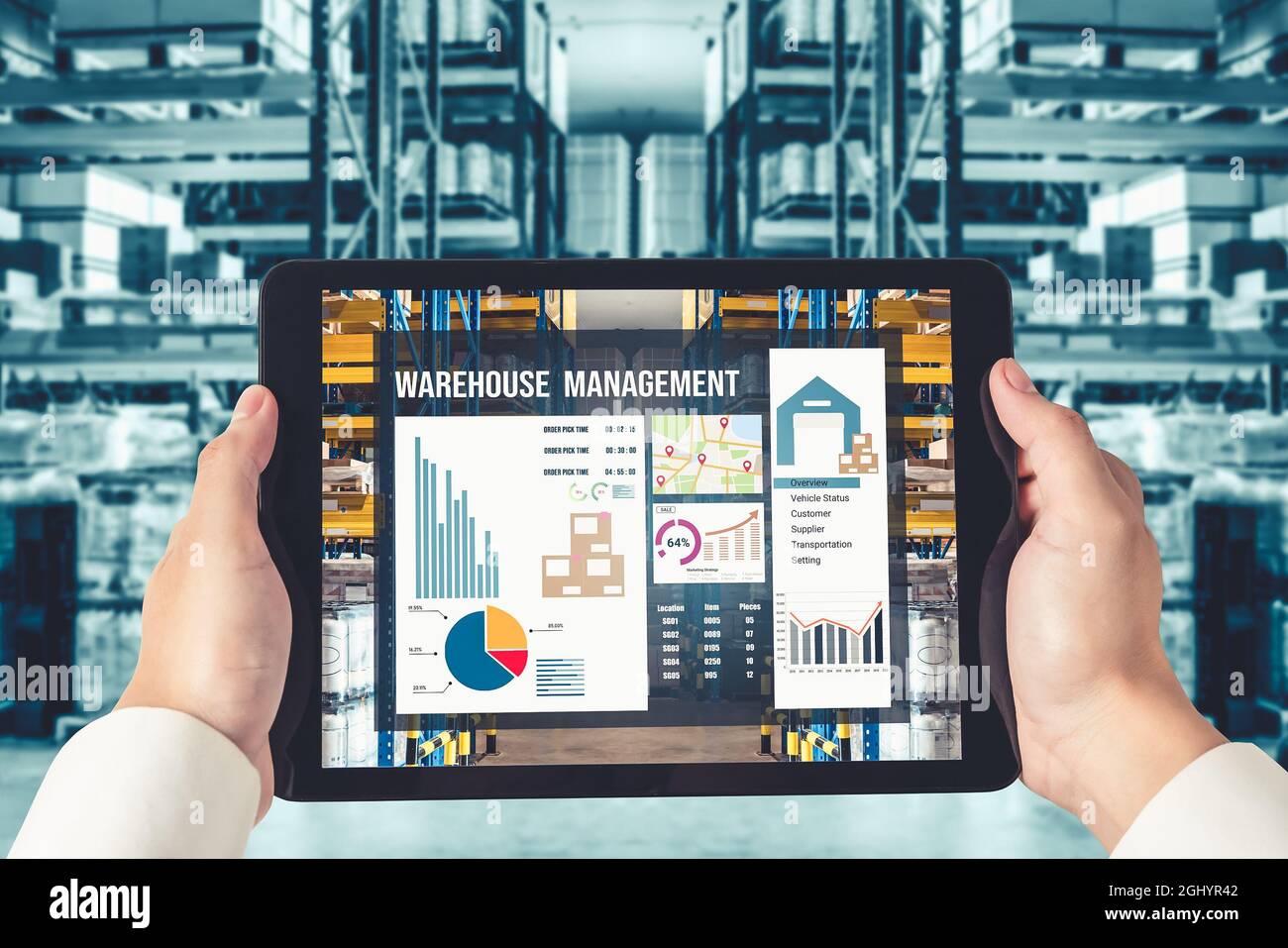 Warehouse management innovative software in computer for real time
