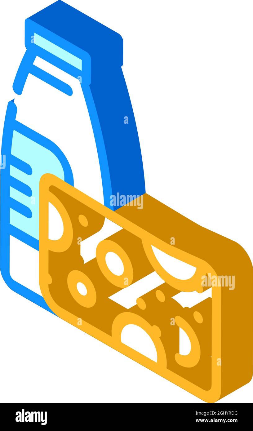 milk and cheese dairy product isometric icon vector illustration Stock ...